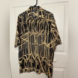 Bassiri Uomo Shirt Size M Short‎ Sleeve Button Front Club Casual Bridle Print